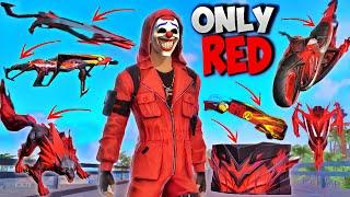 Everything Red️Only Red Clour Challenge Solo Vs SquadRed Criminal, Red Bike, Red pet, Red weapon