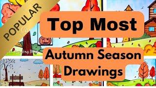 Autumn Season Drawing | Easy and Simple Autumn Season Drawing | Type of Seasons Drawing | Scenery