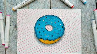Как нарисовать красивый Пончик | Уроки рисования для детей