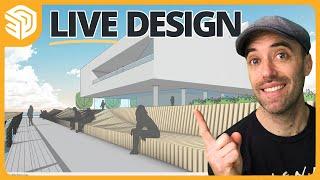 3D Modeling Public Plaza (and a Megabench) in SketchUp Live!