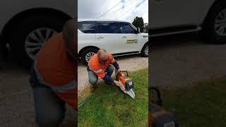 Stanford Hire stihl TS800 quick cut saw start up