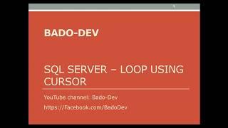 Sql Server - Loop data using Cursor - A complete example