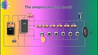 Electronic Piano Circuit on breadboard. Musical Electronic circuit with 555 IC