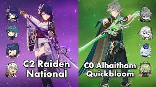 C2 Raiden National & C0 Alhaitham Quickbloom | 5.0 Spiral Abyss | Genshin Impact