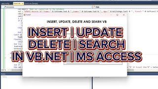 How to insert, update, delete and search in vb.net connects to MS Access | insert button at datagrid