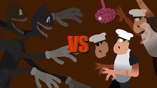 Cartoon Cat vs Fake Peppino (Trevor Henderson Mythos vs Pizza Tower)| Sticknodes Animation!