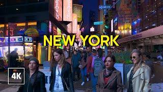 I ️ New York - Night Walk , Manhattan Walking Tour 4K