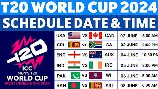 T20 World Cup 2024 Schedule Time Table | T20 World Cup 2024 Schedule | 2024 T20 World Cup Schedule