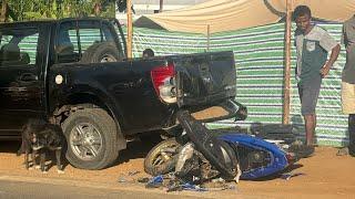 Drunk scooter driver hit my hire car Nosy Be island Madagascar 