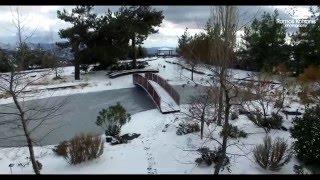 Troodos Geopark in Amiantos covered in snow by Cyprus from Above