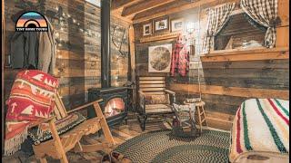 Log Cabin Tiny House W/ Lower Level Bedroom & Loft - Living 16' x 20'