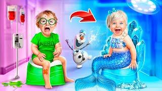 Frozen Extreme Makeover in Hospital! From Nerd to Popular Mermaid Doctor