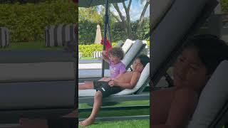 Mom catches daughter and son relaxing by the pool *cute* #shorts