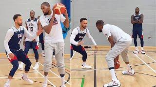 Team USA Basketball 1 on 1 With Stephen Curry vs Kevin Durant as LeBron James Watches! 2024 Team USA