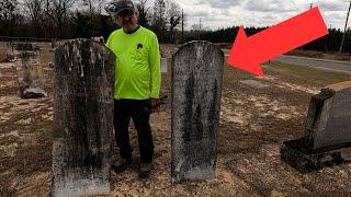 SEARCHING FOR THE OLDEST GRAVE! (CLEANING HEADSTONES FOR A VIEWER!) Graveyard Exploration!