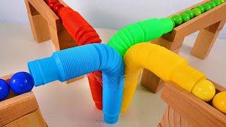 Pop Tube Marble Run Race ASMR # 6  When 4 Become 1  Creative Healing Sound Machine DIY Build