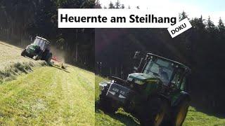 Heuernte am Steilhang: John Deere Traktoren im Einsatz