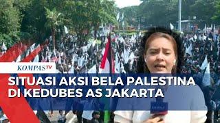 Massa Aksi Bela Palestina Padati Kantor Kedubes AS di Jakarta, Begini Situasinya
