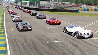 Devel Sixteen vs Hypercars & Supercars at Le Mans no Chicane