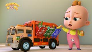 Wheels On The Garbage Truck | Nursery Rhymes For Kids - Happy Tots