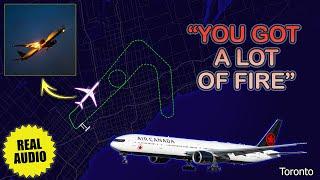 “You got a lot of fire”. Air Canada Boeing 777 returns to Toronto Airport. Real ATC