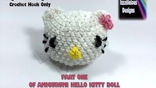 Rainbow Loom 3D Hello Kitty Amigurumi/Loomigurumi  Head - PART ONE - Hook Only Loomless (loom-less)