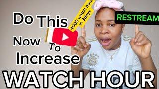 GET 4k watch hour QUICKLY in 2025 with RESTREAM using SILENT LIVE STREAM in 3days