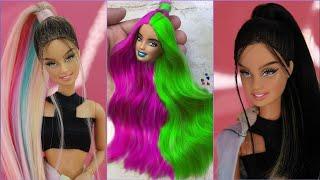 Barbie Dolls Makeover Transformation ~ DIY Miniature Ideas for Barbie ~ Wig, Dress Faceup, and More!