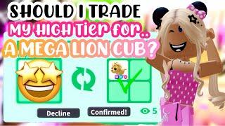 SHOULD I TRADE MY HIGH TIER..FOR A MEGA LION CUB?!#adoptmeroblox #preppyadoptme #preppyroblox