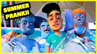 SUMMER ICE WATER PRANK on my NEIGHBOR FAMILY - Hello Neighbor Mod