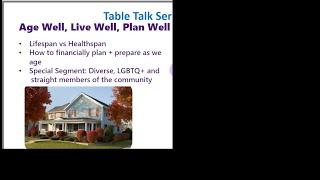 Elderwerks presents "Age Well, Live Well, Plan Well" by Carol Brandt of Brandt Financial Concepts.