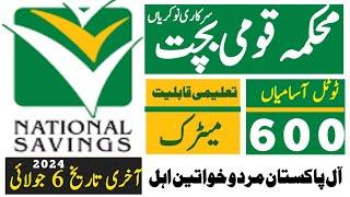 Central Directorate of National Savings محکمہ قومی بچت jobs July 2024