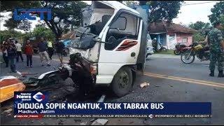 Tabrakan Truk VS Bus di Madiun, Pengendara Truk Tewas Akibat Terjepit - SIM 12/02