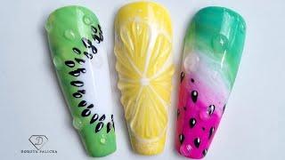 Summer nail art. Fruits nail art. Easy summer nail art for beginners.