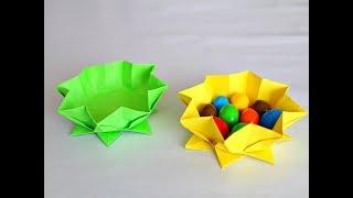 Оригами коробочка Цветок Лотос. Origami cajita Flor de Loto. DIY Box Lotus flower