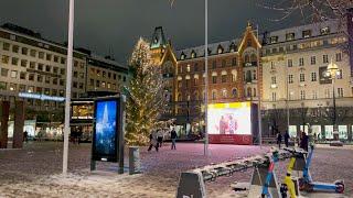 Sweden ;spectacular vibes in Stockholm;walking among Christmas lights in a snowy evening