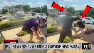 WATCH: Porch Pirates SCUFFLE Over Freshly Delivered Package On Doorstep