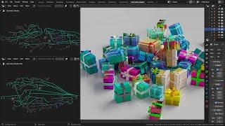 Blender Geometry Nodes- Infinite Gift Generator Timelapse (Nodevember 15-16)