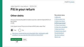 Why does my Self Assessment tax return ask about other debts in my PAYE tax code?
