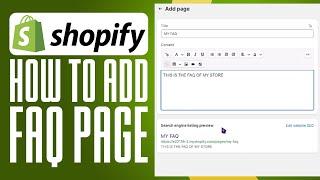 Shopify FAQ Page Tutorial 2024 | How To Add FAQ Page On Shopify