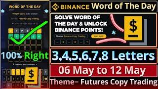 Futures Copy Trading Theme WOTD | Binance New WODL Answers Today | All Letters Word of the day