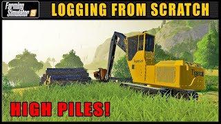 Leaving Some Big Log Piles! - Logging From Scratch 100 - Farming Simulator 2019 - FDR Logging