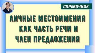 Личные местоимения как часть речи и член предложения