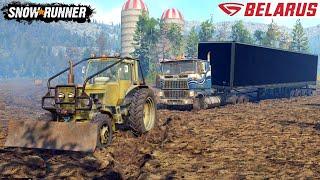 SnowRunner - MTZ-82 Old Tractor Pulls Out A Truck Stuck In The Field