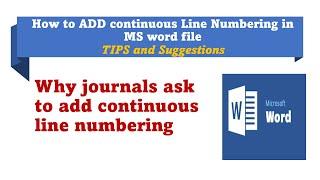 Adding Continuous Line Numbers to Your Manuscript in MS Word: A Guide