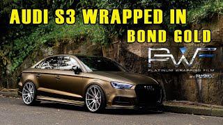 Audi S3 Wrapped in Matte Bond Gold | PWF - Platinum Wrapping Film