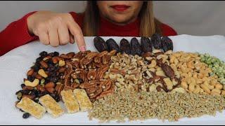 EATING NUTS AND SEEDS ASMR : WALNUT, CASHEW, GREEN PEAS, BRAZIL NUTS, PECAN AND SUNFLOWER KERNELS