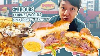 24 Hours Eating Denny's EXPERIMENTAL FOOD!  INSIDE the World’s ONLY Denny’s Test Kitchen