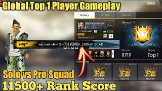 GLOBAL TOP 1 PLAYER - SOLO VS SQUAD MATCH -Garena Freefire battleground - JONTY GAMING