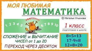 Сложение и вычитание чисел от 1 до 20. Переход через десяток. Математика 1 класс.